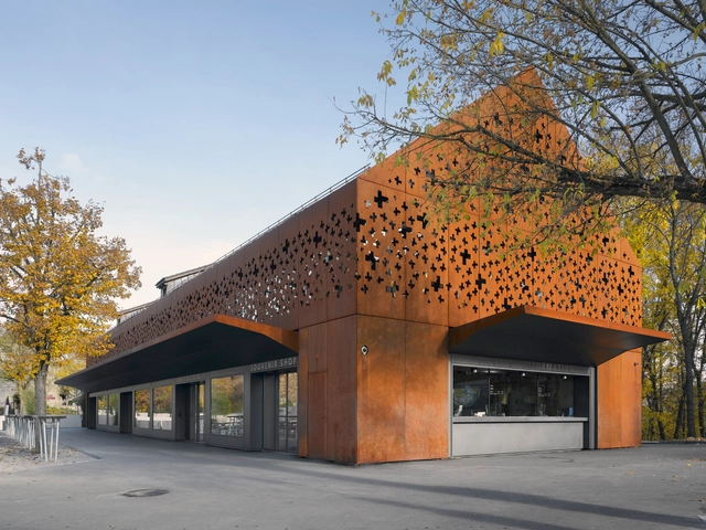 Rhine Falls Visitor Center / Leuppi & Schafroth Architekten - Exterior Photography, Visitor Center, Facade