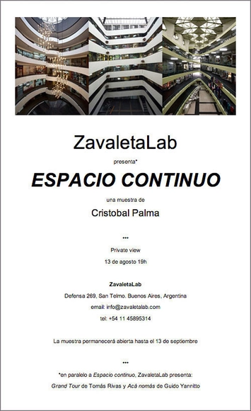 Exposición: “Espacio continuo” - Cristóbal Palma y “Grand Tour” – Tomás Rivas 		 - Imagen Principal