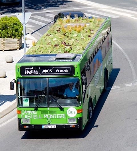 Jardins itinerantes - áreas verdes nos tetos dos ônibus na Espanha - Imagem de Destaque