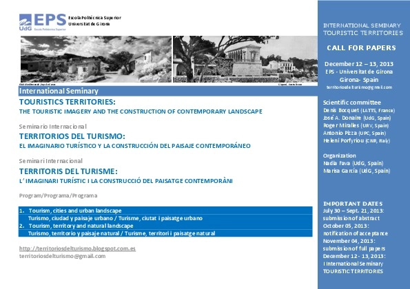 Territorios del turismo, seminario internacional Universitat de Girona - Imagen Principal