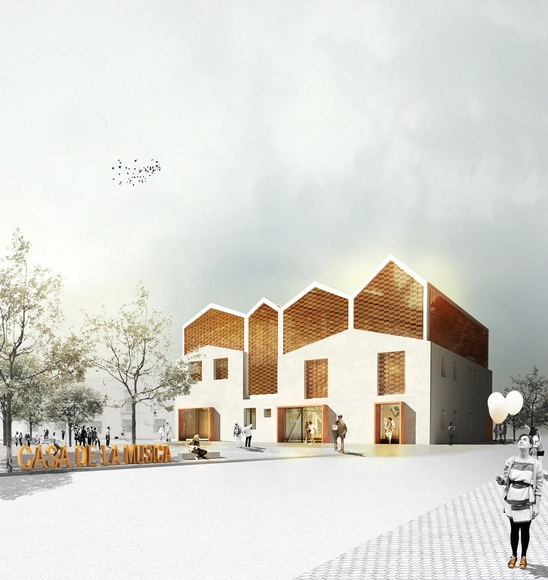 Primeiro Lugar no Concurso para a Revitalização da Casa da Música em Grañén - Sala De Concerto