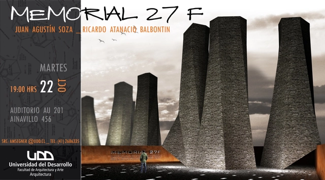 Memorial 27F, arquitectos Ricardo Atanacio Balbontin y Juan Agustín Soza en charla UDD - Imagen Principal
