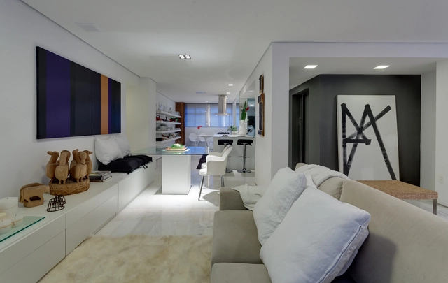 Loft Sion / Denise Macedo - Edifício De Apartamentos, Dormitório, Porta, Mesa, Cadeira