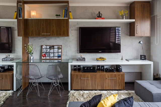 Apartamento LP / BEP Arquitetos - Edifício De Apartamentos, Cozinha, Bancada, Mesa, Cadeira