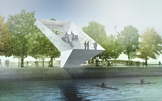 Dorte Mandrup Arkitekter Wins Competition to Design Landmark for Aarhus Harbour - Installations & Structures, Facade