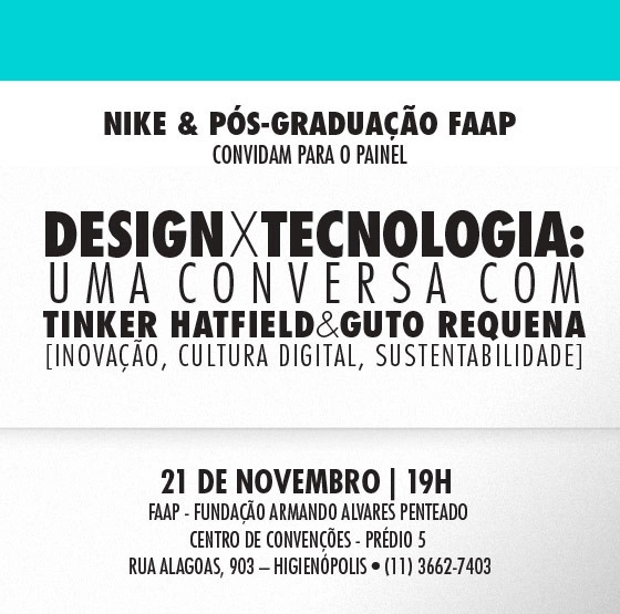 Debate com Tinker Hatfield e Guto Requena na FAAP, São Paulo - Imagem de Destaque