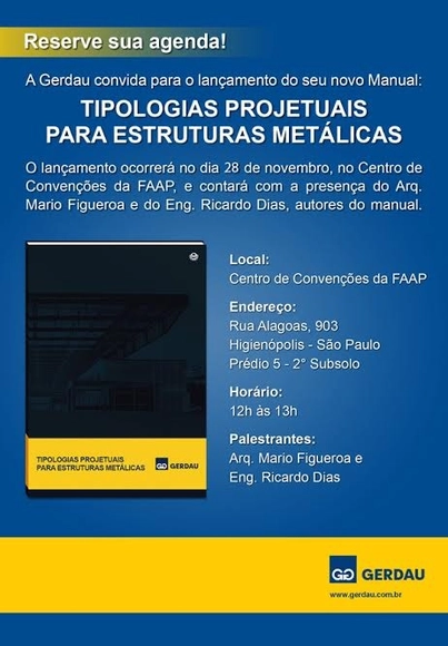 Lançamento do Manual: Tipologias Projetuais para Estruturais Metálicas Gerdau na FAAP - Imagem de Destaque