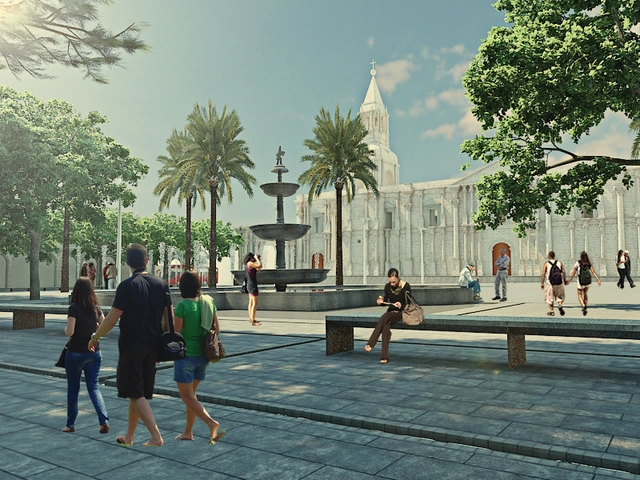 Primeiro Lugar no “Concurso de Ideias de tratamento para pedestres da Plaza de Armas de Arequipa” - Urbanismo