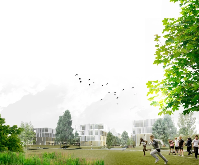 Primeiro Lugar no Concurso de habitações e espaços verdes públicos em “Plateau de Kirchberg”, Luxemburgo - Arquitetura Residencial