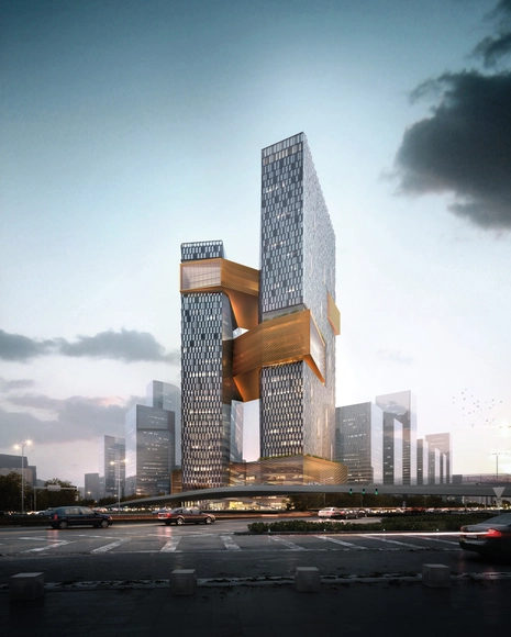 NBBJ Designs Towering Shenzhen Campus for Internet Giant - Skyscrapers, Facade, Cityscape