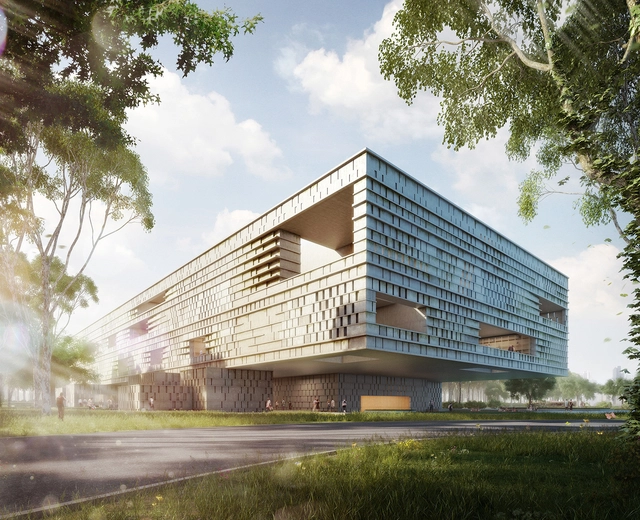 Harry Gugger and over,under Design Museum to House Central America’s Largest Maya Collection - Museum, Facade