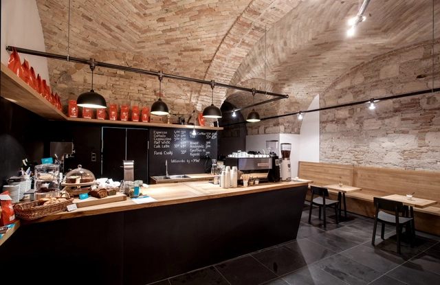 Espresso Embassy / sporaarchitects - Renovation, Kitchen, Beam, Table, Countertop, Chair