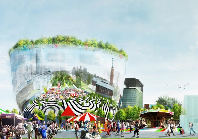 Rotterdam Unveils Mirrored, MVRDV-Designed Art Depot for Museumpark - Exhibition Center, Facade