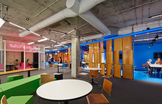 MUSE  / Woods Bagot - Student Hall, Table, Lighting, Chair