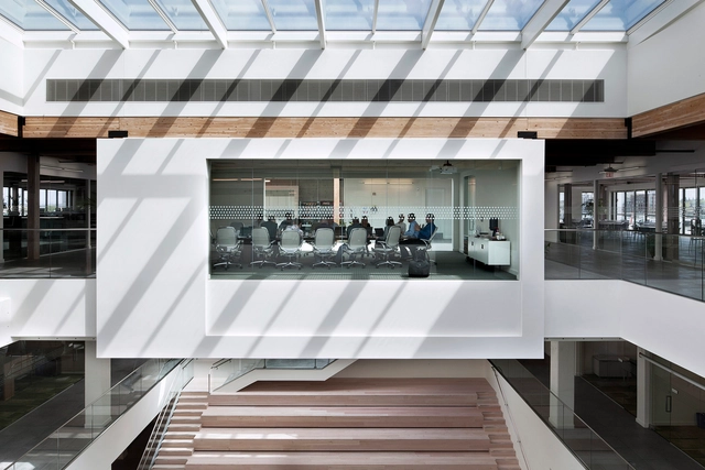 Vestas North American Corporate Headquarter / Ankrom Moisan Architects  - Commercial Architecture, Facade, Handrail, Stairs