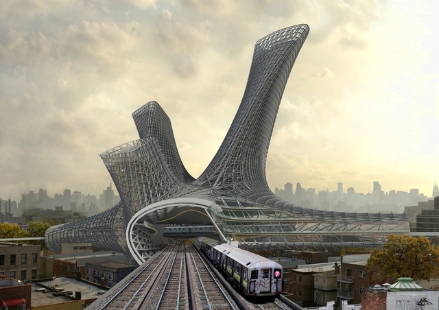 AMLGM propone coronar Centro de Transporte de Nueva York con torre extendida - Rascacielos 