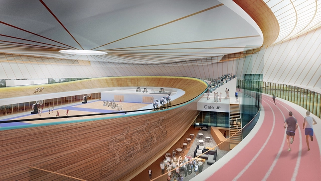 FaulknerBrowns Propose Community Velodrome Scheme in Canada - Community , Stairs, Handrail