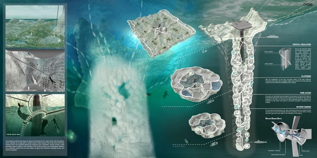 "Submarine Lighthouse": proponen reutilizar plataformas petrolíferas como rascacielos submarinos - Imagen Principal