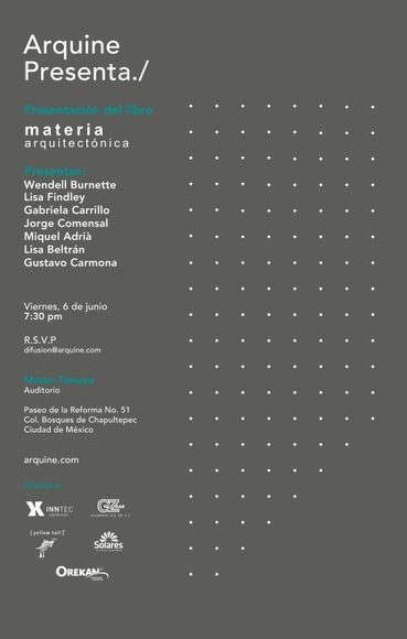 Presentación del Libro "Materia Arquitectónica" - Imagen Principal