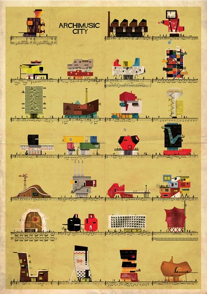 ARCHIMUSIC: Ilustrações transformam música em arquitetura - Imagem de Destaque