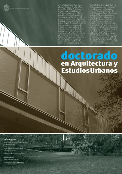 Cierre de convocatoria Doctorado en Arquitectura y Estudios Urbanos PUC / Chile - Imagen Principal