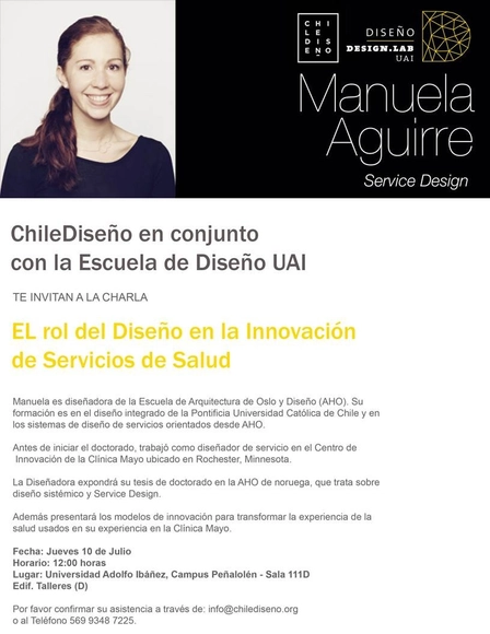 Charla de Manuela Aguirre: El rol del diseño en la innovación de servicios de salud / UAI + Chile Diseño - Imagen Principal