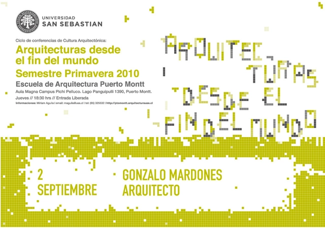 Ciclo de conferencias de Cultura Arquitectónica: “Arquitecturas desde el Fin del Mundo” / Gonzalo Mardones Viviani - Imagen Principal