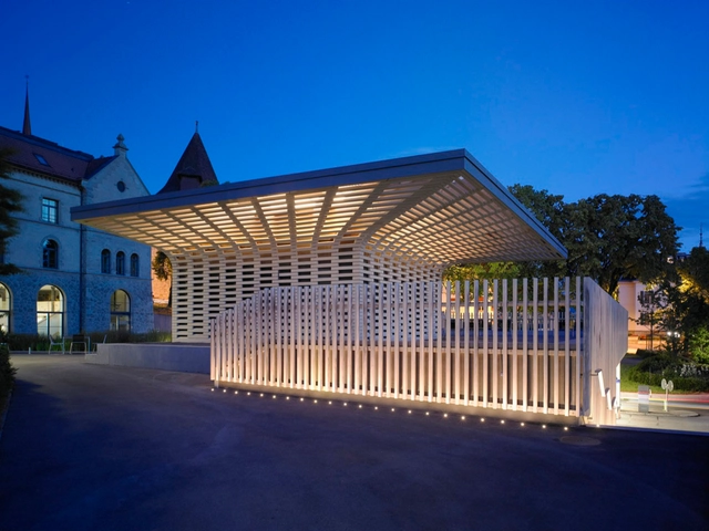 City Garden Zug / Planetage landscape + Ramser Schmid - Pavilion, Facade, Door