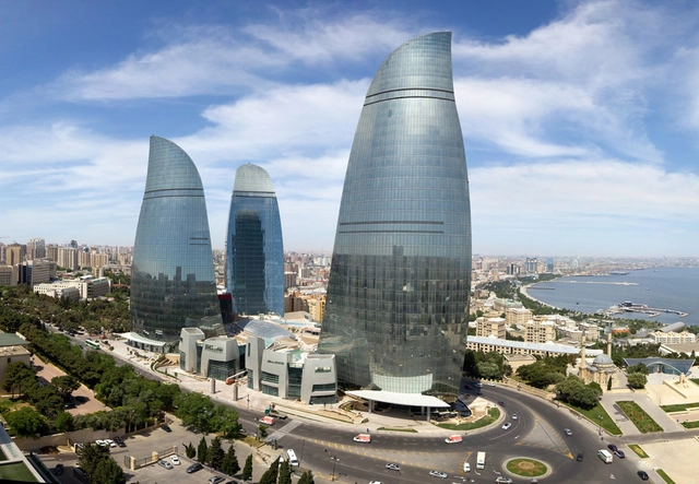 Baku Flame Towers / HOK - Office Buildings, Facade, Cityscape