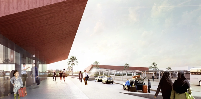 Narrowminded + BOM Propose New Central Bus Station for Marrakech - Bus Station, Facade, Arch