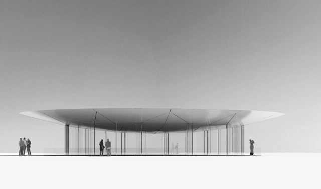 Glass Pavilion: un proyecto de Juan Herreros para la artista Mónica Fuster - Pabellón, Fachada, Mesas