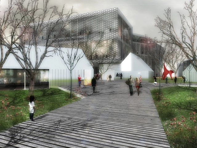 Competition Entry: SCStudio Transforms Budapest Park into "Urban Archipelago" - Music Venue, Garden, Facade, Arch
