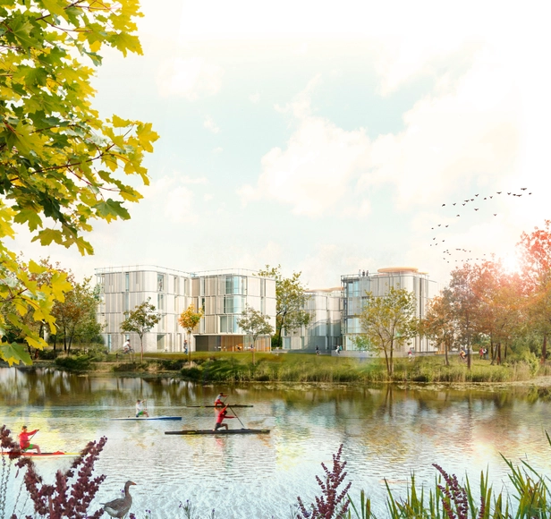 Primer Lugar en Concurso de viviendas y espacio verde público / Aarau, Suiza - Apartamentos