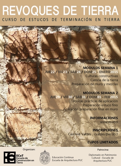 Curso de Estucos y Terminaciones en Tierra Cruda / Escuela de Arquitectura UC - Imagen Principal