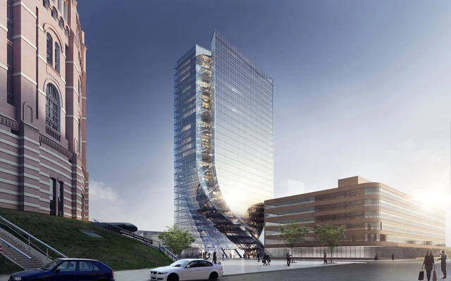 Competition Entry: Pichler & Traupmann Fuses Two Axis to Envision Vienna High-Rise - Offices
