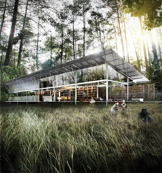 Segundo Lugar en concurso de ideas para la Biblioteca Daniel Vidart / Uruguay - Bibliotecas