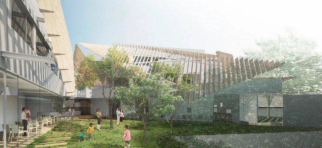 Kengo Kuma Unveils "Green Hospital" for Tokyo  - Hospital , Garden, Facade, Arch