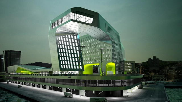 Keelung Harbor Service Building / Neil M. Denari Architects - Facade, Cityscape