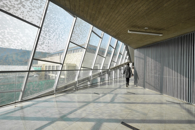 Aularios Campus Juan Gomez Millas Universidad de Chile  / Marsino Arquitectura - Salas De Clases, Fachada, Barandas