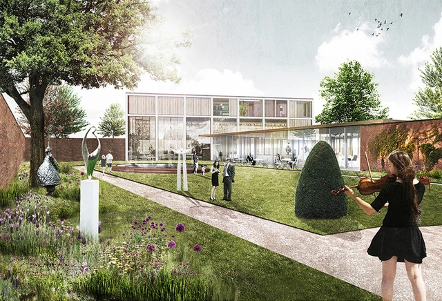 Marc Koehler Wins Competition to Design Edegem Community Center and Library - Community Center, Garden, Facade