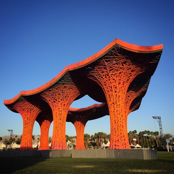 Pabellón de papel reciclado para el Festival Coachella 2015, por Ball-Nogues Studio - Imagen Principal