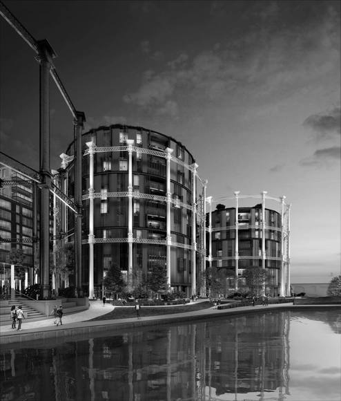 Wilkinson Eyre Architects to Bring New Life to King's Cross Gasholders - Residential, Facade, Lighting, Cityscape