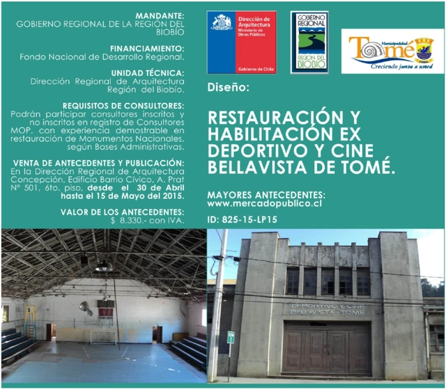 Convocatoria: "restauración y habilitación del exDeportivo y cine Bellavista de Tomé" / Chile - Imagen Principal