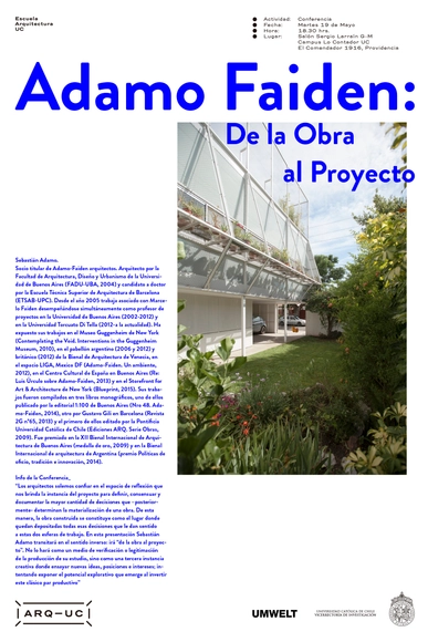 Conferencia Adamo Faiden: De la obra al proyecto / Santiago - Imagen Principal