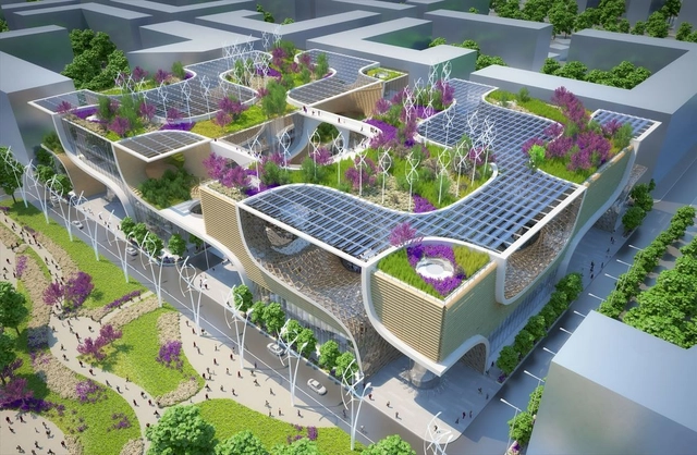 Vincent Callebaut propõe um shopping na China inspirado na geometria de uma flor - Shopping