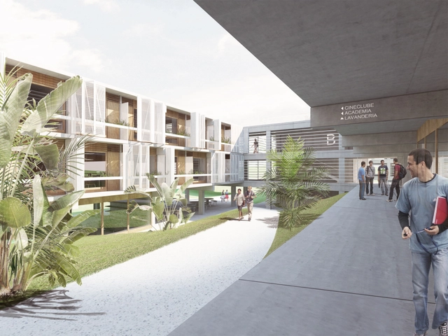 Proposta finalista do concurso para a Moradia Estudantil da Unifesp São José dos Campos / Atelier Rua + Rede Arquitetos - Aido, Fachada