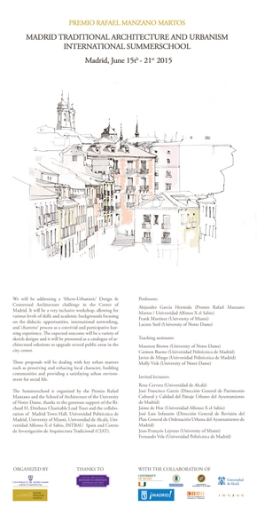 Madrid Traditional Architecture and Urbanism Summerschool 2015, escuela internacional y gratuita de verano - Imagen Principal