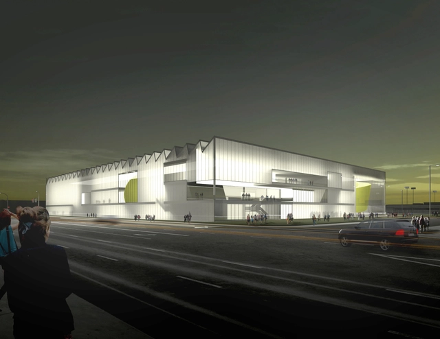 AECOM's Basketball Training Facility Encases a Diverse Range of Program in LA - Institutional Buildings, Facade
