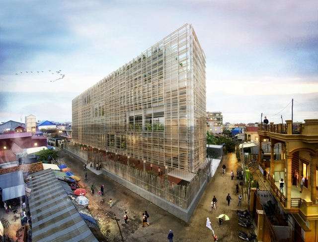 COOKFOX Begins Construction on the Neeson Cripps Academy in Cambodia - Community , Facade, Cityscape