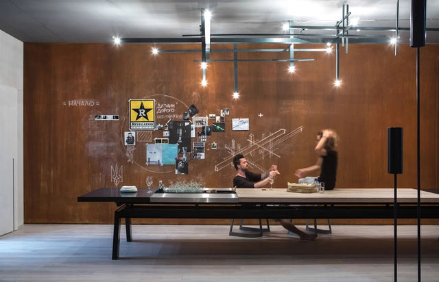 32nd apartment  / 2b Group - Apartment Interiors, Facade, Lighting, Table